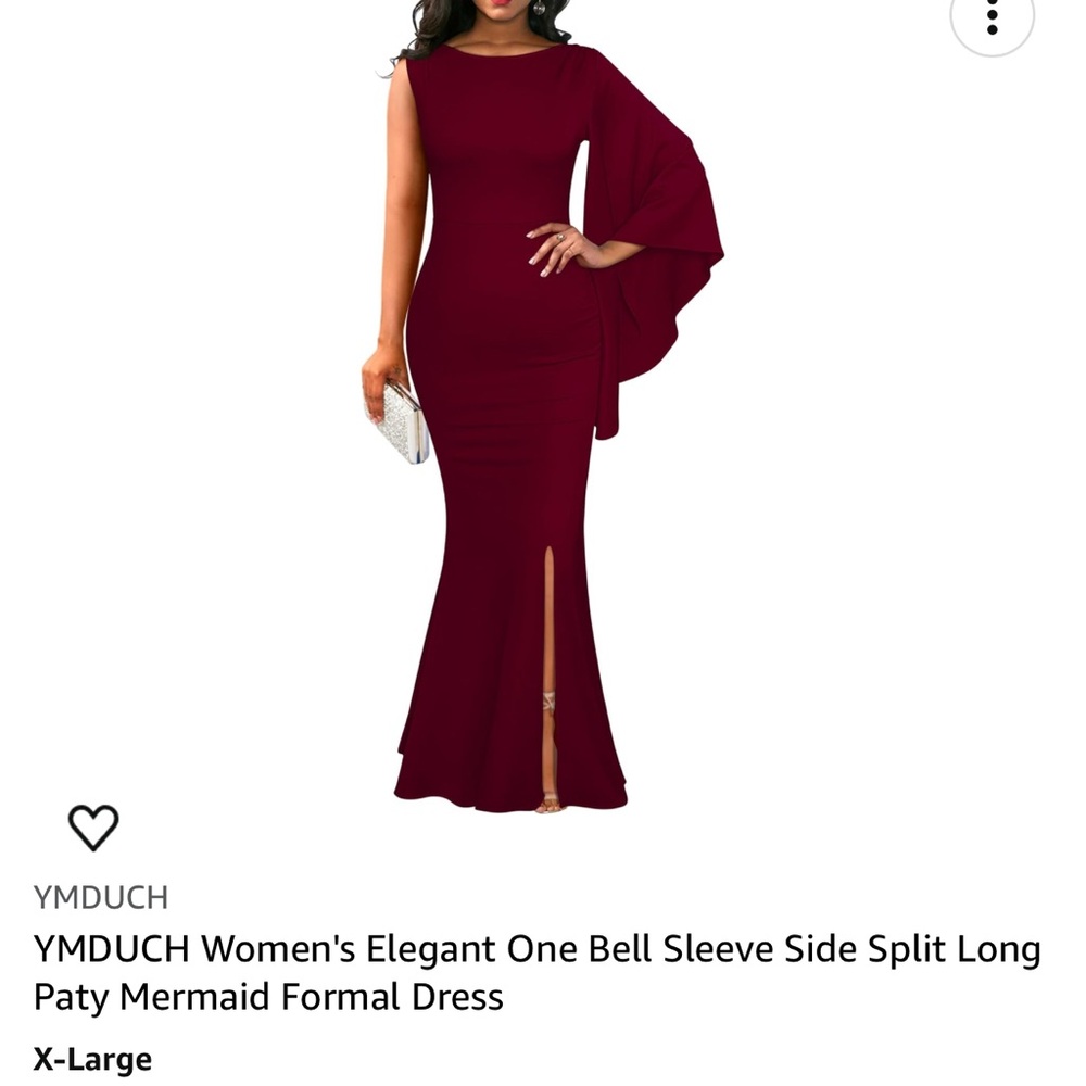 Burgundy dress, bought on Amazon, size L or XL, form fitting, thick material.